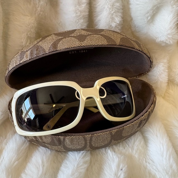 Coach Accessories - Coach Cream Sunglasses With Case